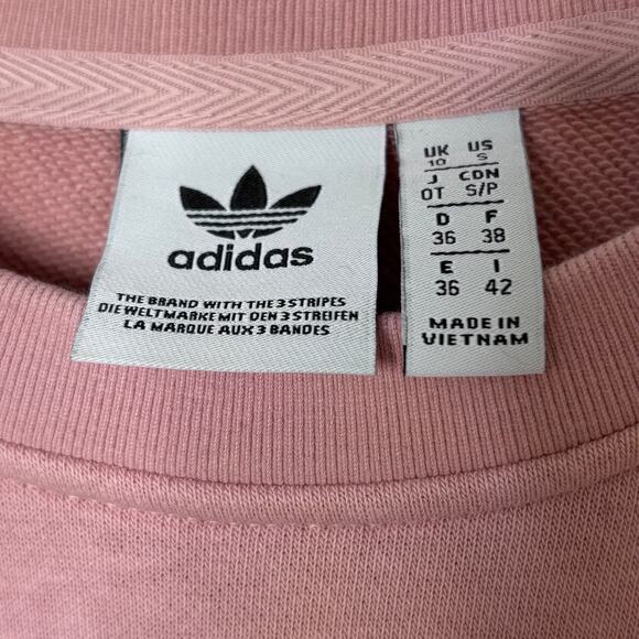 Adidas Bellista Wms Small LS Cropped Pink Pullover Sweatshirt Casual Activewear - Picture 3 of 9